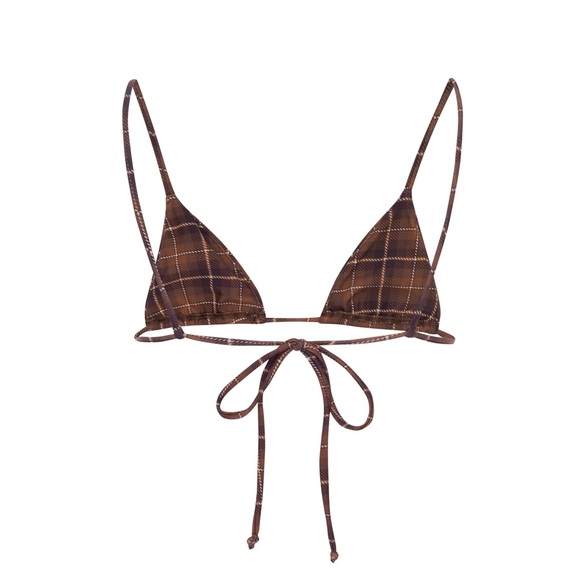 MIAOU Itty Bitty Bikini Set (Chocolate Plaid) NWOT (Panty liner attached) - Picture 7 of 10